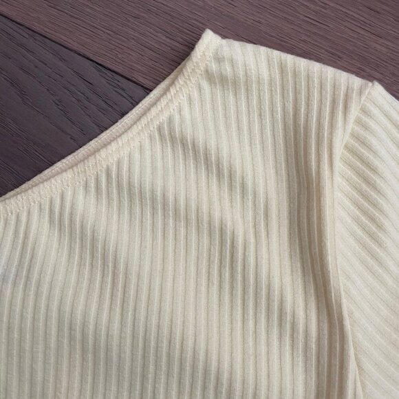 OW Intimates Scandinavia Twiga 1 Shoulder Ribbed Poly Bodysuit Pale Yellow Sz 2 - Picture 3 of 12